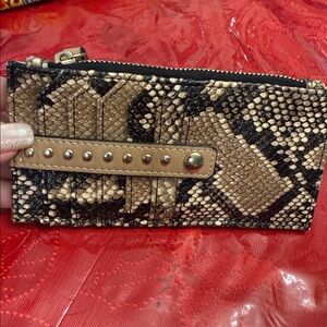 Snake Print Wallet with Studded Detail